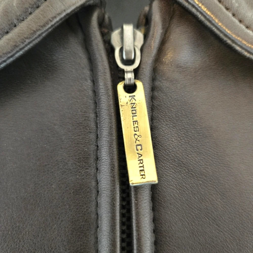 Chocolate Knoles & Carter Leather 3/4 Coat EUC 🍫 - Picture 4 of 16